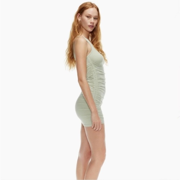 Aritzia Tna CHILL Malibu Dress Mint Ruched Bodycon Mini - Picture 2 of 4